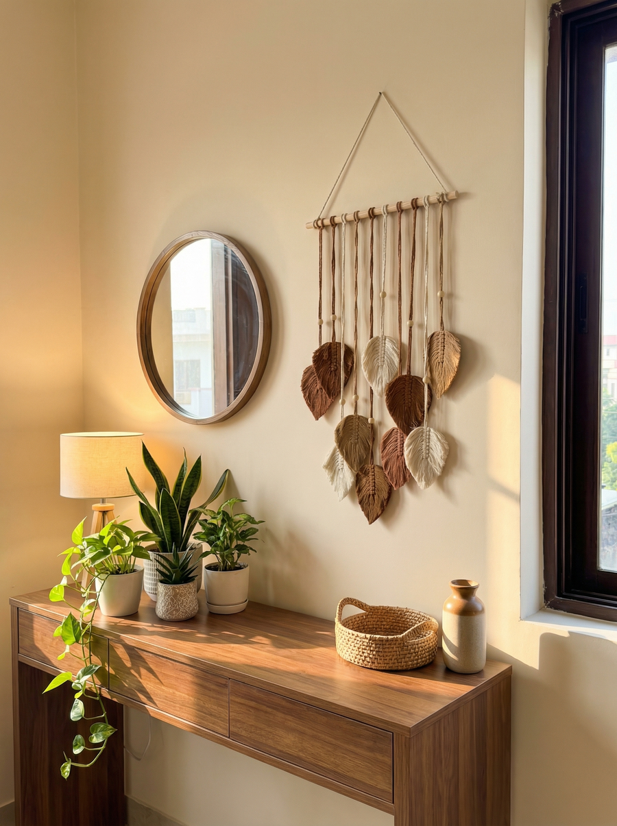 JH Gallery White and Brown Multi Leaves Hanging