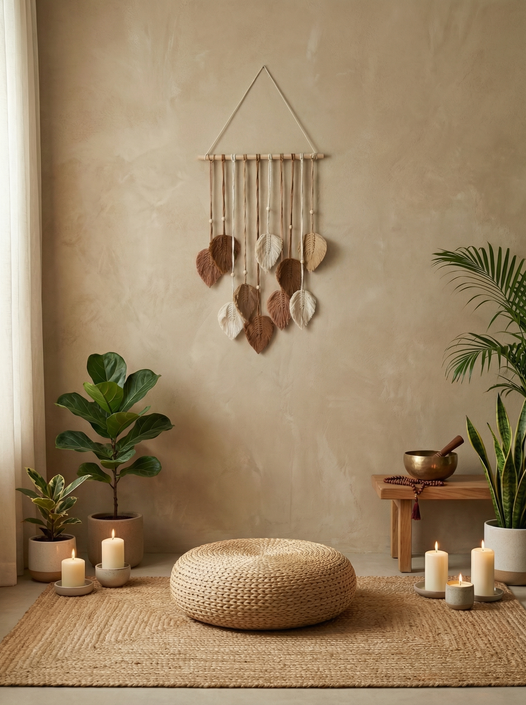 JH Gallery White and Brown Multi Leaves Hanging