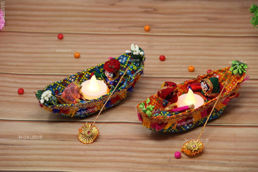 JH Gallery Rajasthani Raja Rani Puppet/Dolls Decorative Tealight Candle Holder (Pack of 2)