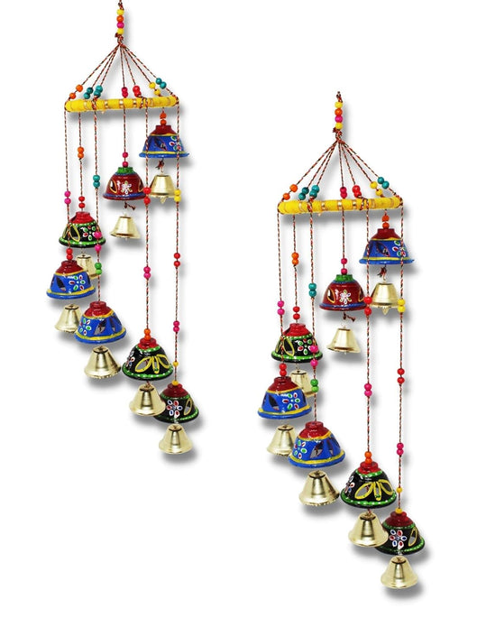 JH Gallery Rajasthani Colored Bell Hangings Decorative Windchimes - Pack of 2
