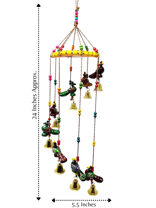 JH Gallery Handcrafted Rajasthani Hanging Decorative Windchime (Peacock)