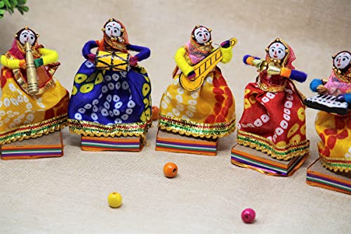 JH Gallery Rajasthani Musician Bawla Puppets Idol 11 X 28 Cm Multicolor, 5 Pieces (Female Puppets)