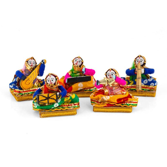 JH Gallery Rajasthani Musician Bawla Puppets Idol 7 x 28 cm Multicolor, 5 Pieces (Female Puppets)