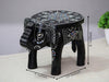 JH Gallery Handcrafted and Emboss Painted Colorful Wooden Elephant Decorative Showpiece Stool (Black) - view 2