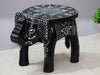 JH Gallery Handcrafted and Emboss Painted Colorful Wooden Elephant Decorative Showpiece Stool (Black) - view 6