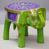 JH Gallery Handcrafted and Emboss Painted Colorful Wooden Elephant Decorative Showpiece Stool (Green)