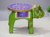 JH Gallery Handcrafted and Emboss Painted Colorful Wooden Elephant Decorative Showpiece Stool (Green) - view 4