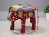 JH Gallery Handcrafted and Emboss Painted Colorful Wooden Elephant Decorative Showpiece Stool (Maroon) - view 2