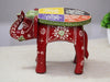 JH Gallery Handcrafted and Emboss Painted Colorful Wooden Elephant Decorative Showpiece Stool (Maroon) - view 4
