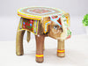 JH Gallery Handcrafted and Emboss Painted Colorful Wooden Elephant Decorative Showpiece Stool (Natural) - view 2