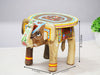 JH Gallery Handcrafted and Emboss Painted Colorful Wooden Elephant Decorative Showpiece Stool (Natural) - view 3