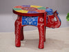JH Gallery Handcrafted and Emboss Painted Colorful Wooden Elephant Decorative Showpiece Stool (Red) - view 4