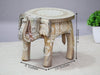 JH Gallery Handcrafted and Emboss Painted Colorful Wooden Elephant Decorative Showpiece Stool (WhiteE) - view 2