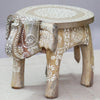 JH Gallery Handcrafted and Emboss Painted Colorful Wooden Elephant Decorative Showpiece Stool (WhiteE) - view 3