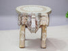 JH Gallery Handcrafted and Emboss Painted Colorful Wooden Elephant Decorative Showpiece Stool (WhiteE) - view 4