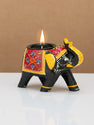 JH Gallery Handcrafted and Hand-Painted Colorful Wooden Elephant Tea Light Holder (Black) - view 3