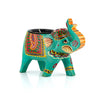 JH Gallery Handcrafted and Hand-Painted Colorful Wooden Elephant Tea Light Holder (GBlue) - view 6