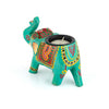 JH Gallery Handcrafted and Hand-Painted Colorful Wooden Elephant Tea Light Holder (GBlue) - view 7