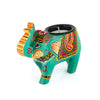 JH Gallery Handcrafted and Hand-Painted Colorful Wooden Elephant Tea Light Holder (GBlue) - view 8
