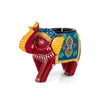 JH Gallery Handcrafted and Hand-Painted Colorful Wooden Elephant Tea Light Holder (Red)