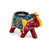 JH Gallery Handcrafted and Hand-Painted Colorful Wooden Elephant Tea Light Holder (Red) - view 5