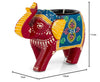 JH Gallery Handcrafted and Hand-Painted Colorful Wooden Elephant Tea Light Holder (Red) - view 8