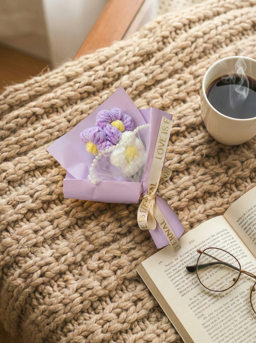 JH Gallery Crochet Bouquet Small - Lavender (with box)
