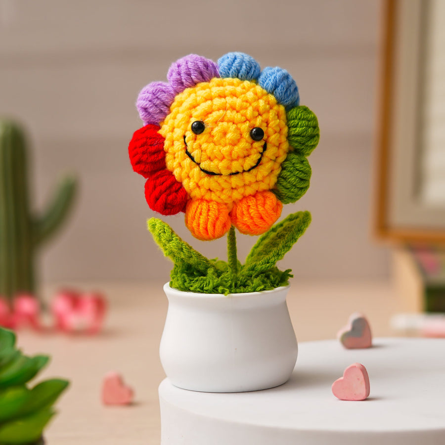 JH Gallery Crochet Pot (Rainbow Smiley)