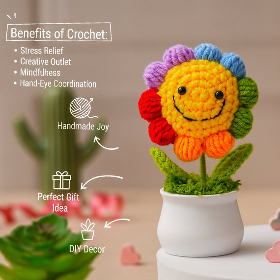JH Gallery Crochet Pot (Rainbow Smiley)