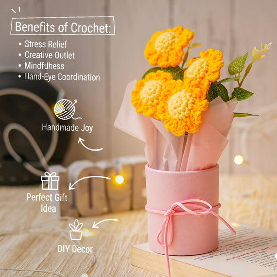 JH Gallery Crochet Pot Bouquet (Sunflower)