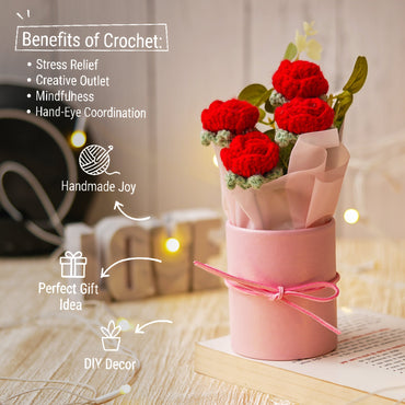 JH Gallery Crochet Pot Bouquet (Rose)
