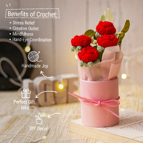 JH Gallery Crochet Pot Bouquet (Rose)